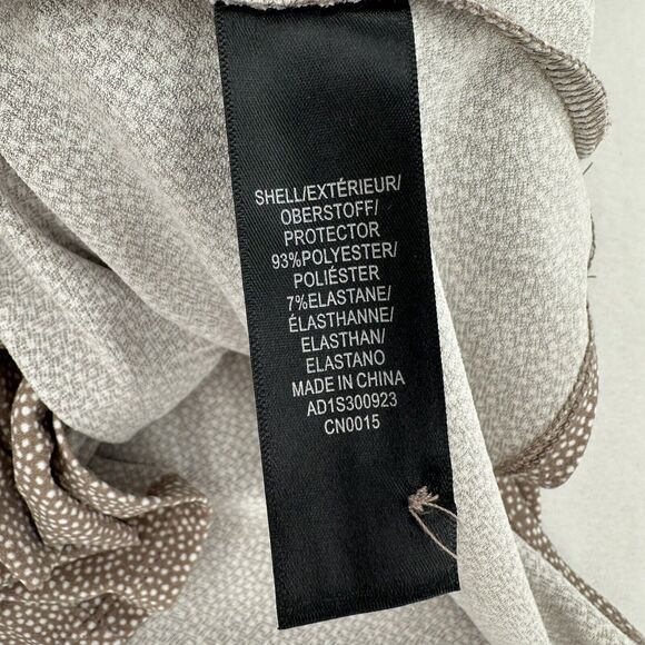 Adrianna Papell Women Sz XL Brown Dot Key Hole Blouse Long Balloon Sleeve Ruffle - Picture 8 of 11